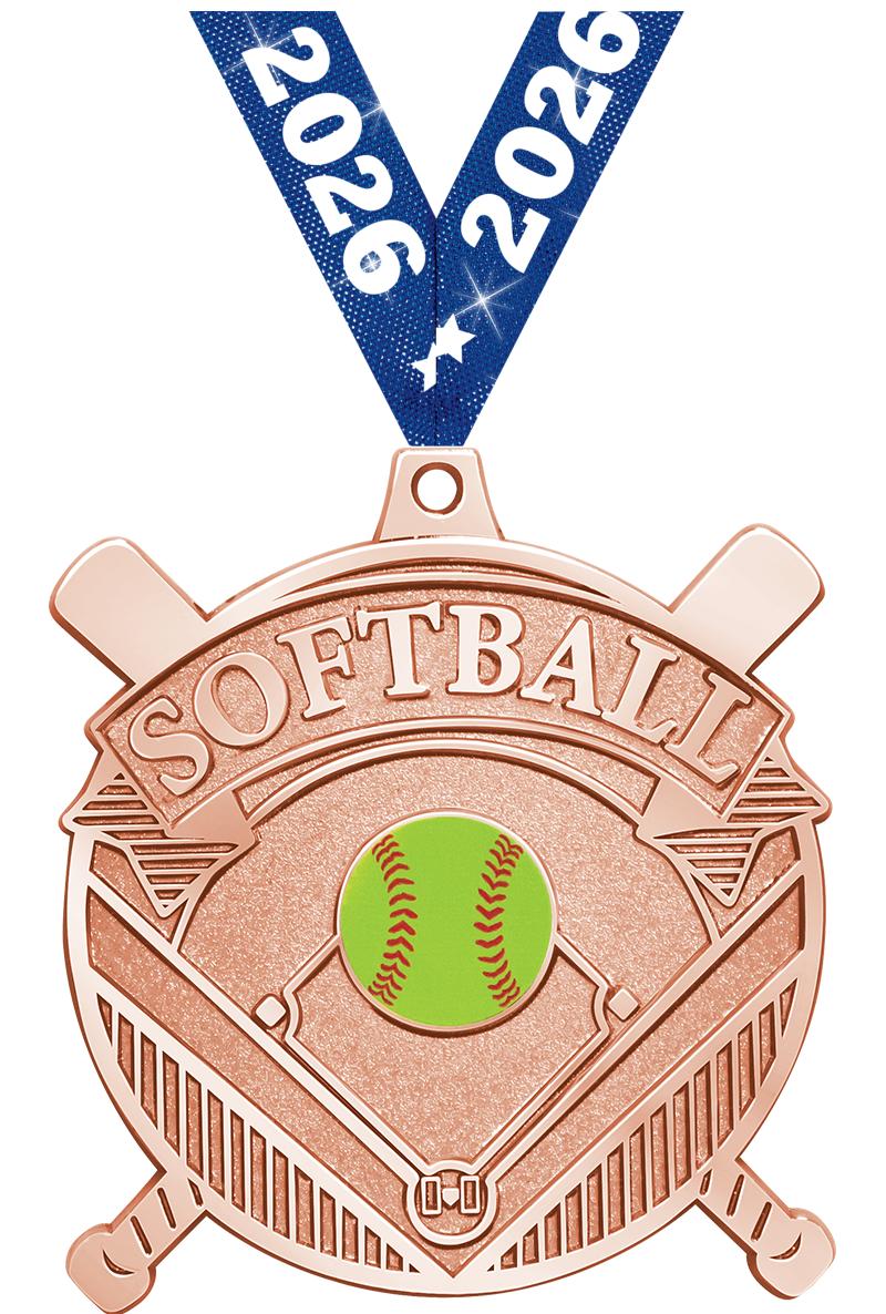 2.25" GILDED SOFTBALL MEDAL BZ