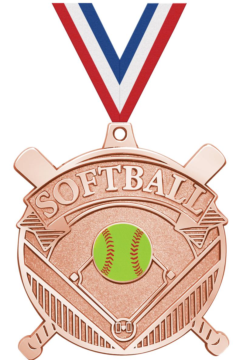 2.25" GILDED SOFTBALL MEDAL BZ