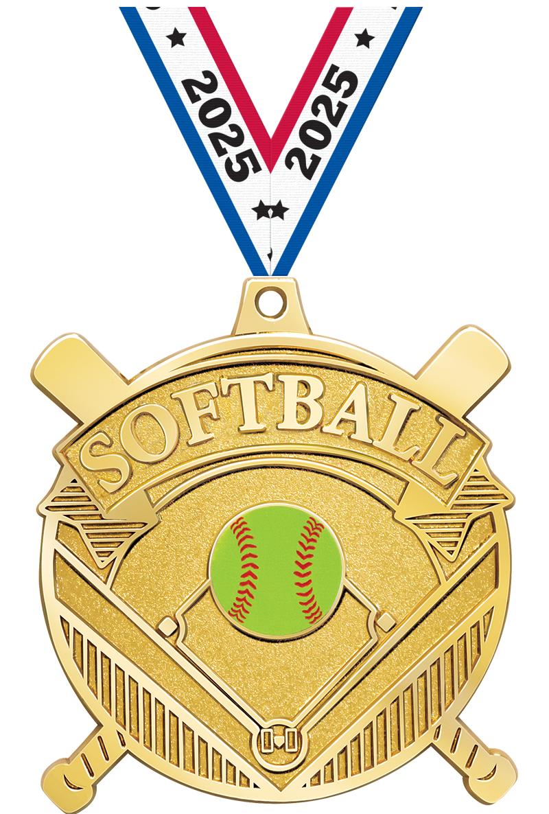 2.25" GILDED SOFTBALL MEDAL GD
