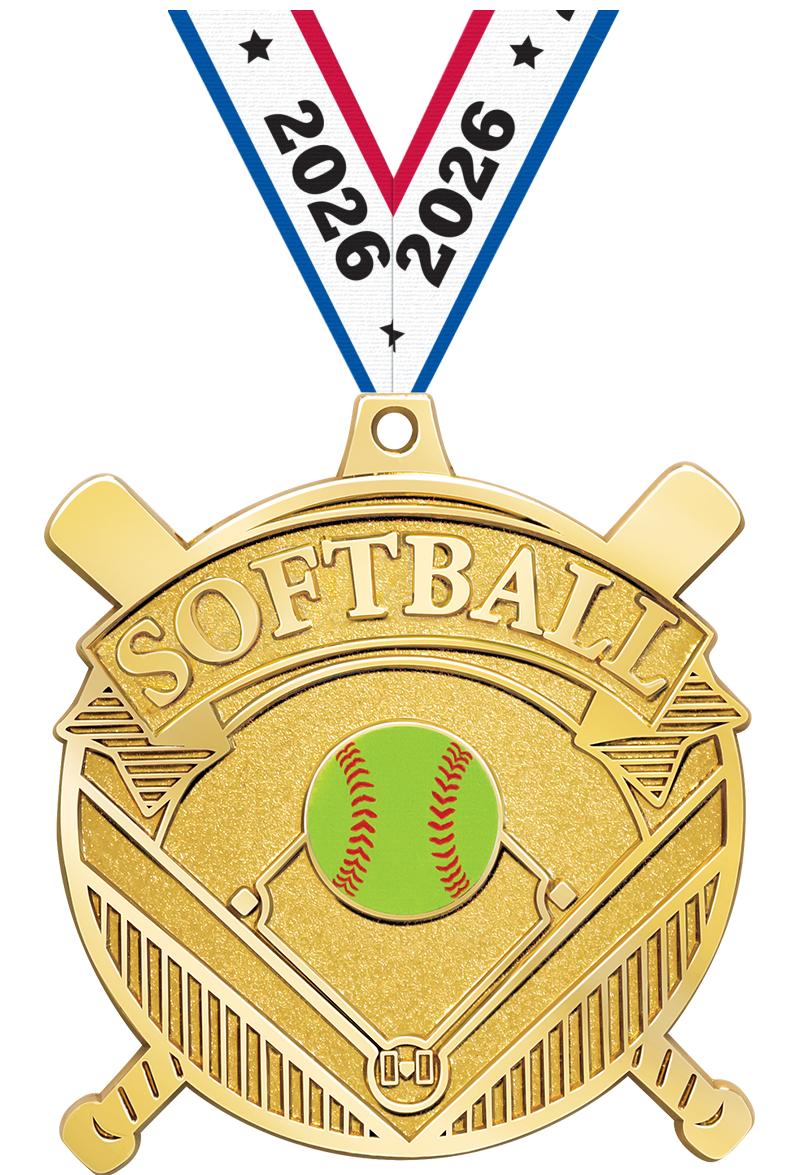2.25" GILDED SOFTBALL MEDAL GD