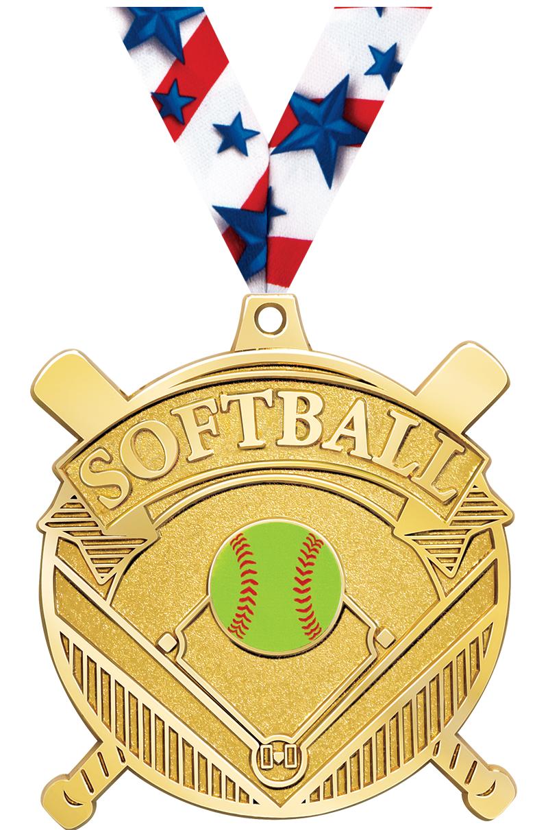 2.25" GILDED SOFTBALL MEDAL GD