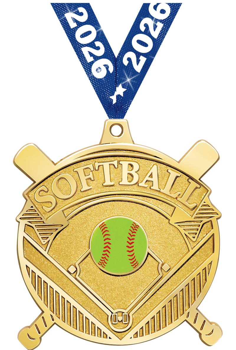 2.25" GILDED SOFTBALL MEDAL GD