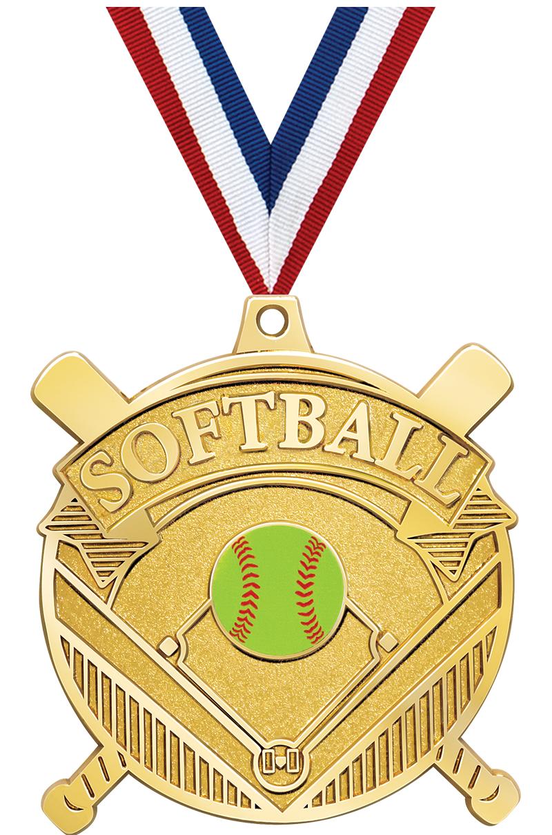 2.25" GILDED SOFTBALL MEDAL GD