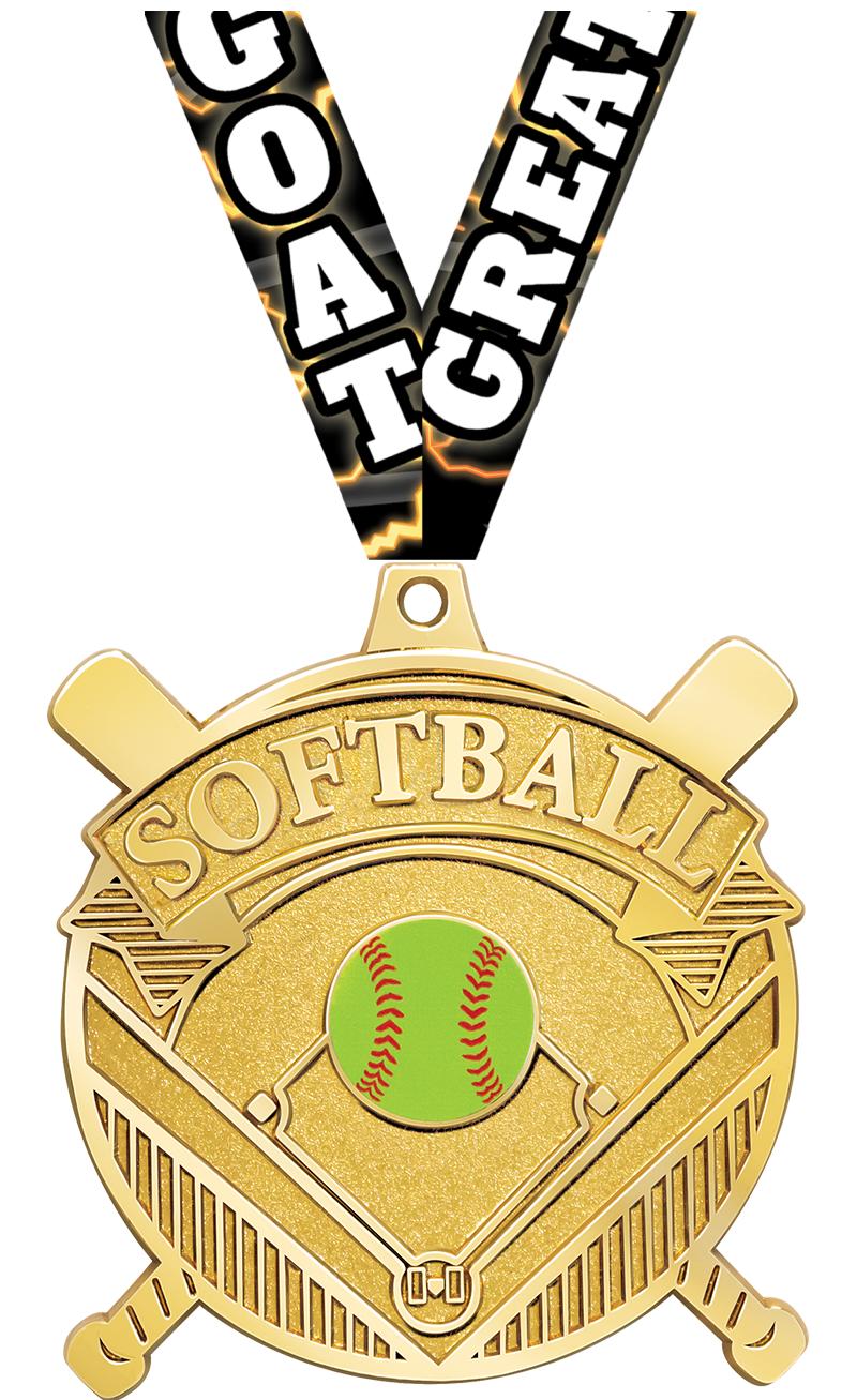 2.25" GILDED SOFTBALL MEDAL GD