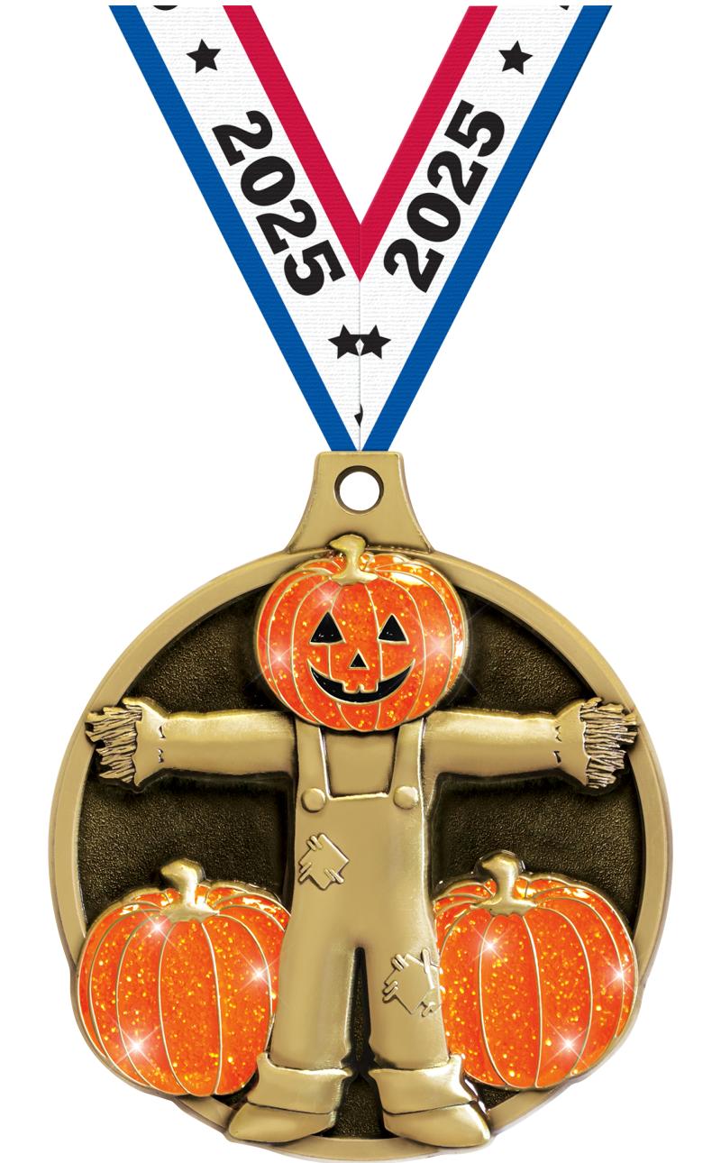 2" GLITTER SCARECROW MEDAL GD