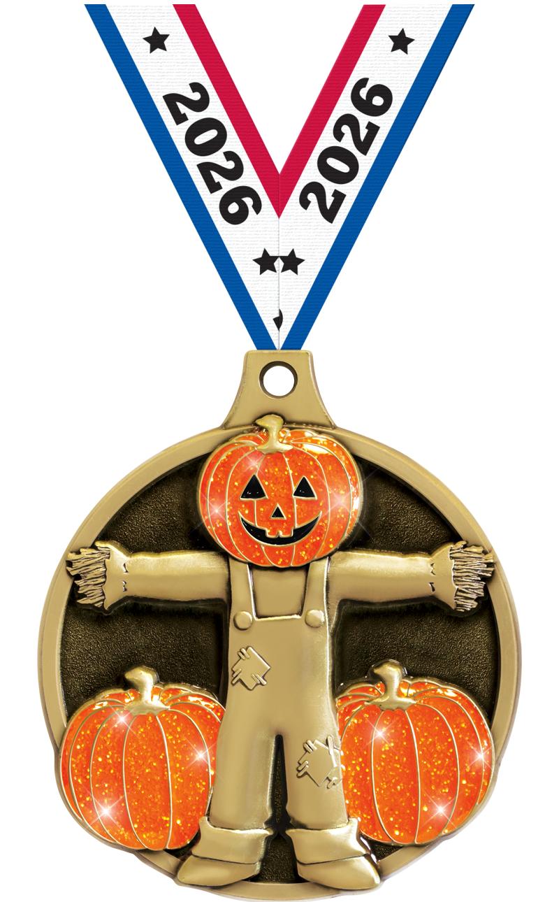 2" GLITTER SCARECROW MEDAL GD