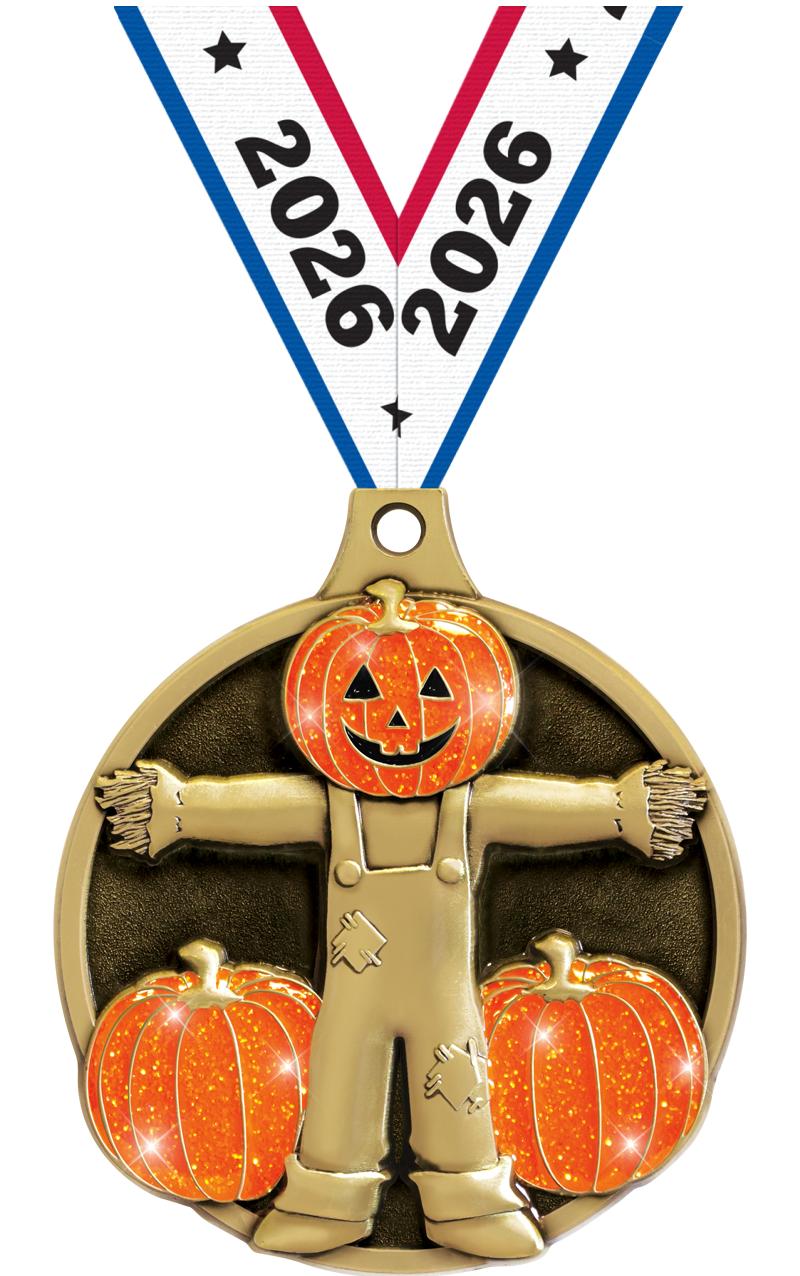 2" GLITTER SCARECROW MEDAL GD