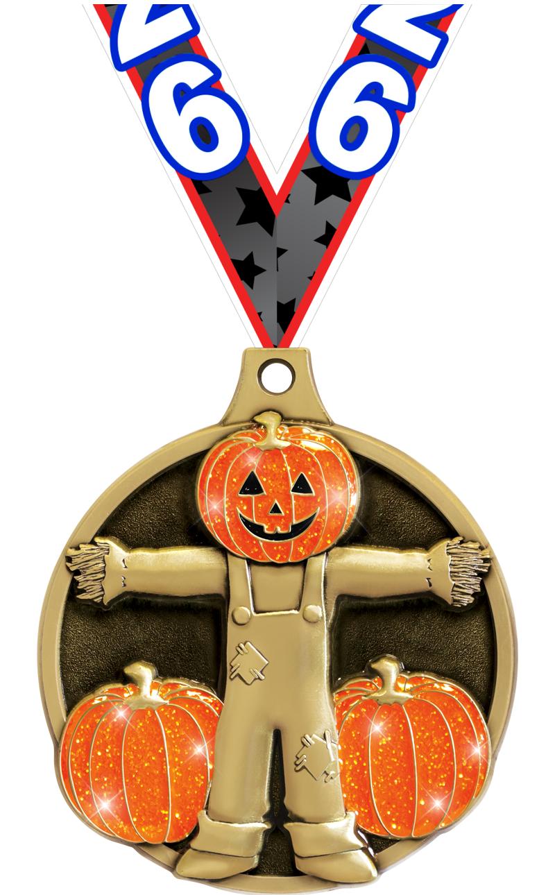 2" GLITTER SCARECROW MEDAL GD