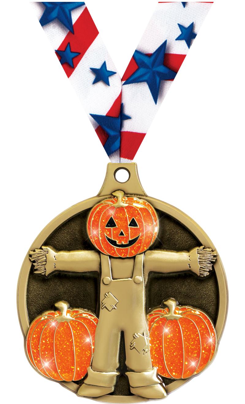 2" GLITTER SCARECROW MEDAL GD
