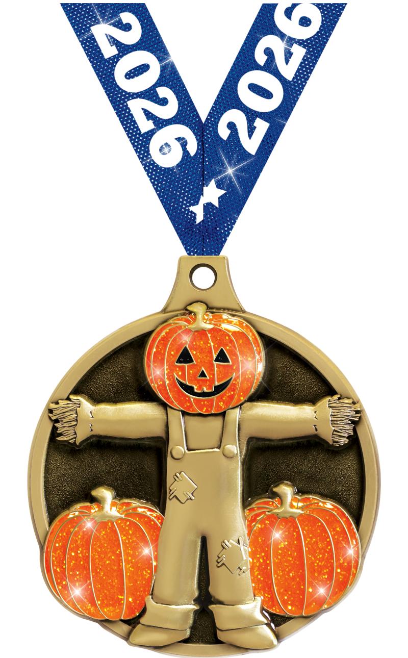 2" GLITTER SCARECROW MEDAL GD