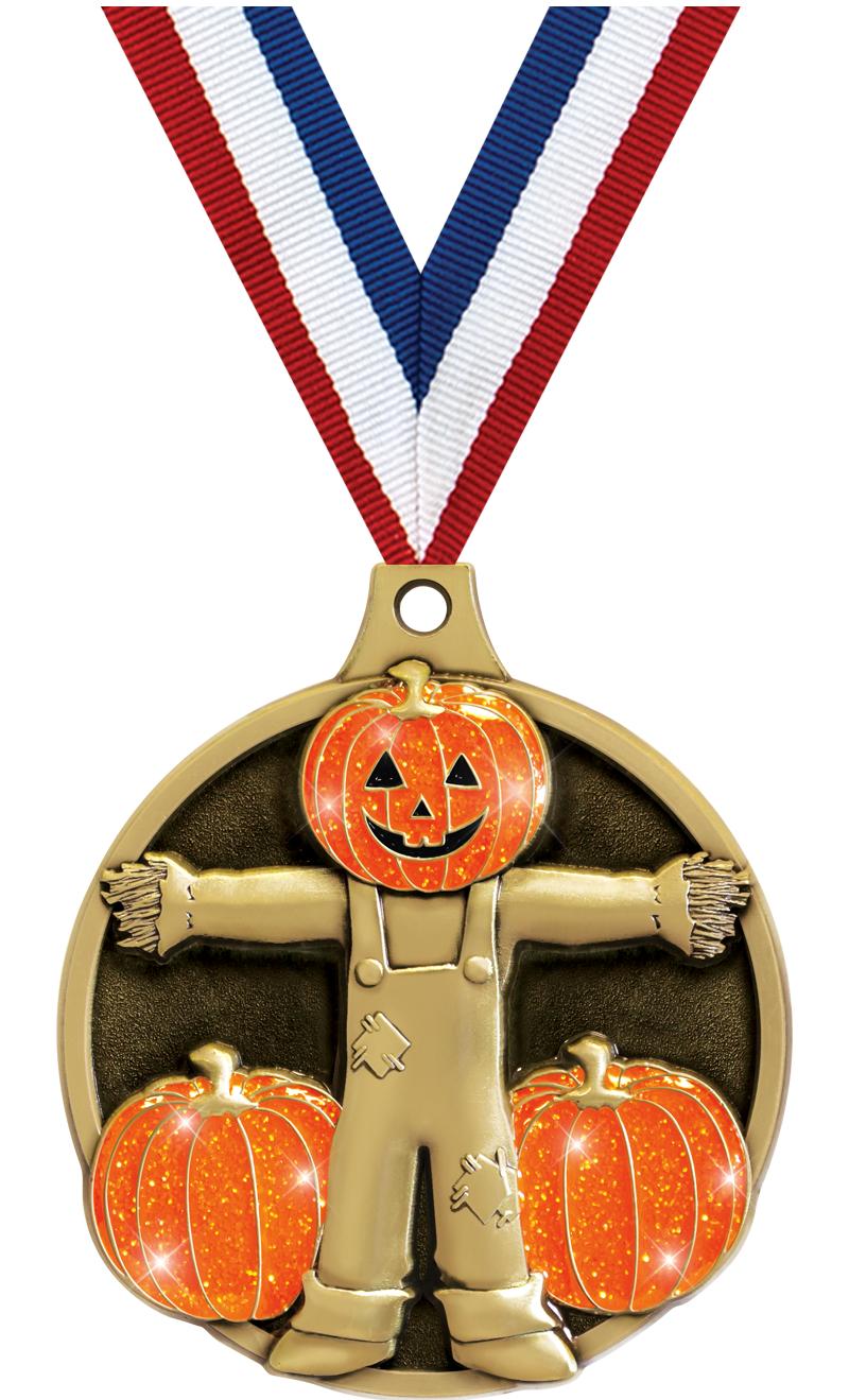 2" GLITTER SCARECROW MEDAL GD