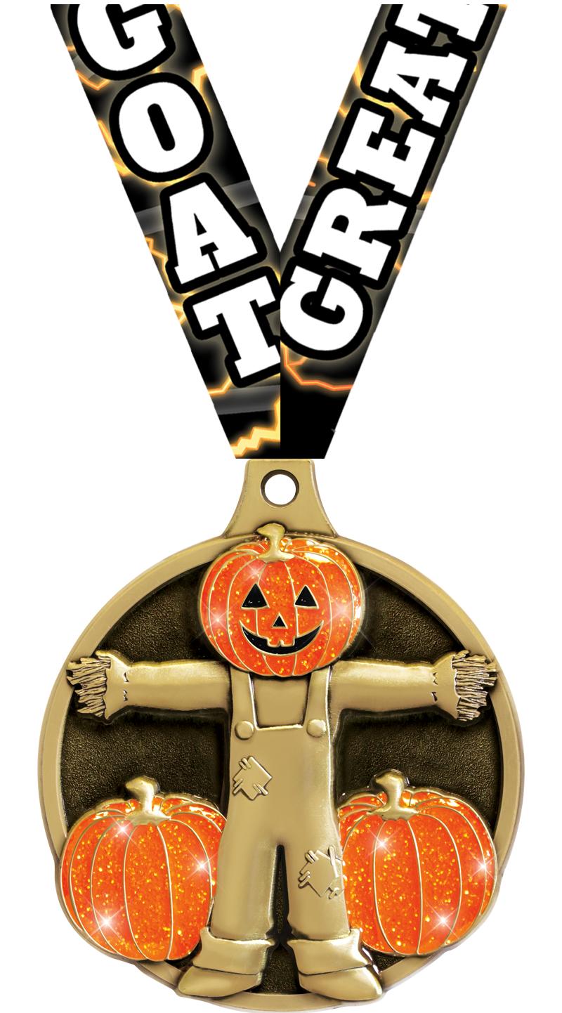 2" GLITTER SCARECROW MEDAL GD