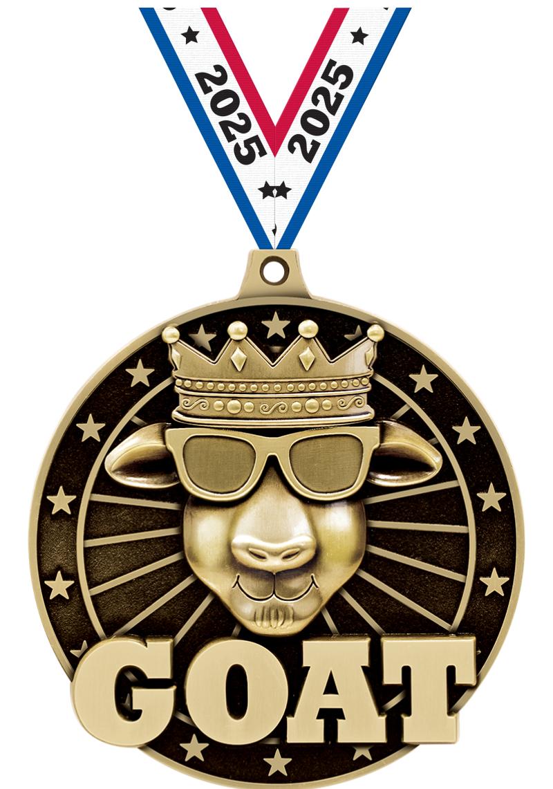 3" 3D GOAT MEDAL GOLD