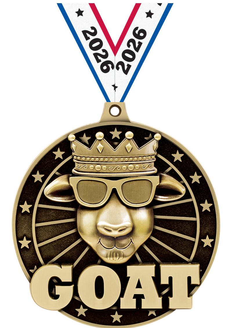 3" 3D GOAT MEDAL GOLD