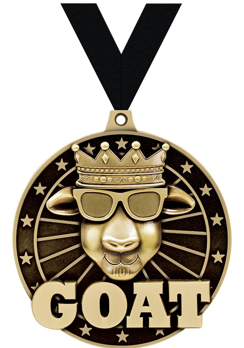3" 3D GOAT MEDAL GOLD