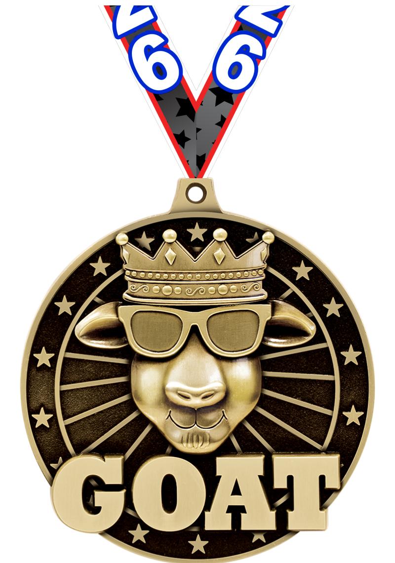 3" 3D GOAT MEDAL GOLD