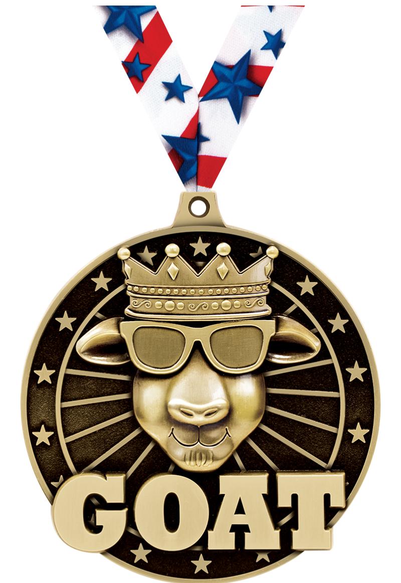 3" 3D GOAT MEDAL GOLD