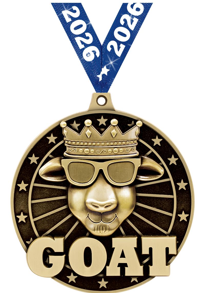 3" 3D GOAT MEDAL GOLD