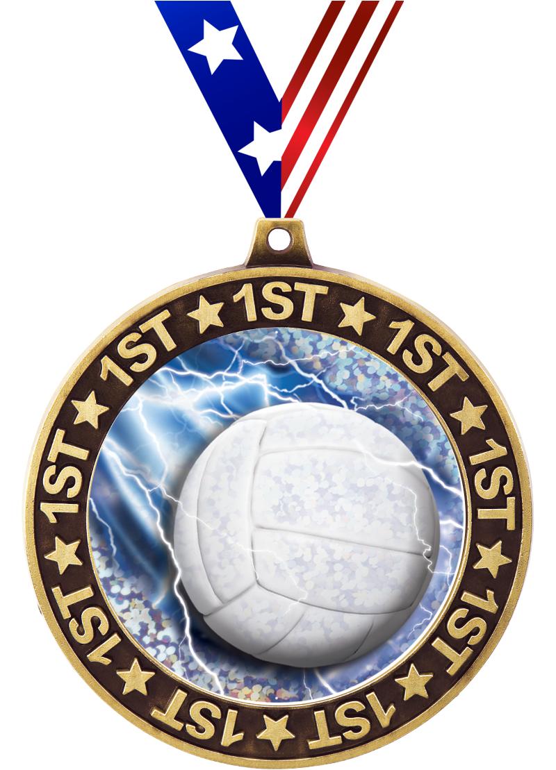 Epic 2.75 Showtime Black Volleyball Award Medal & Ribbon