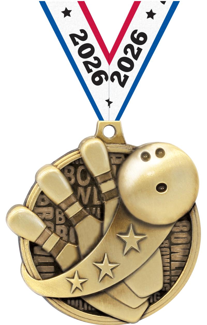 2" KUDOS BOWLING GOLD MEDAL