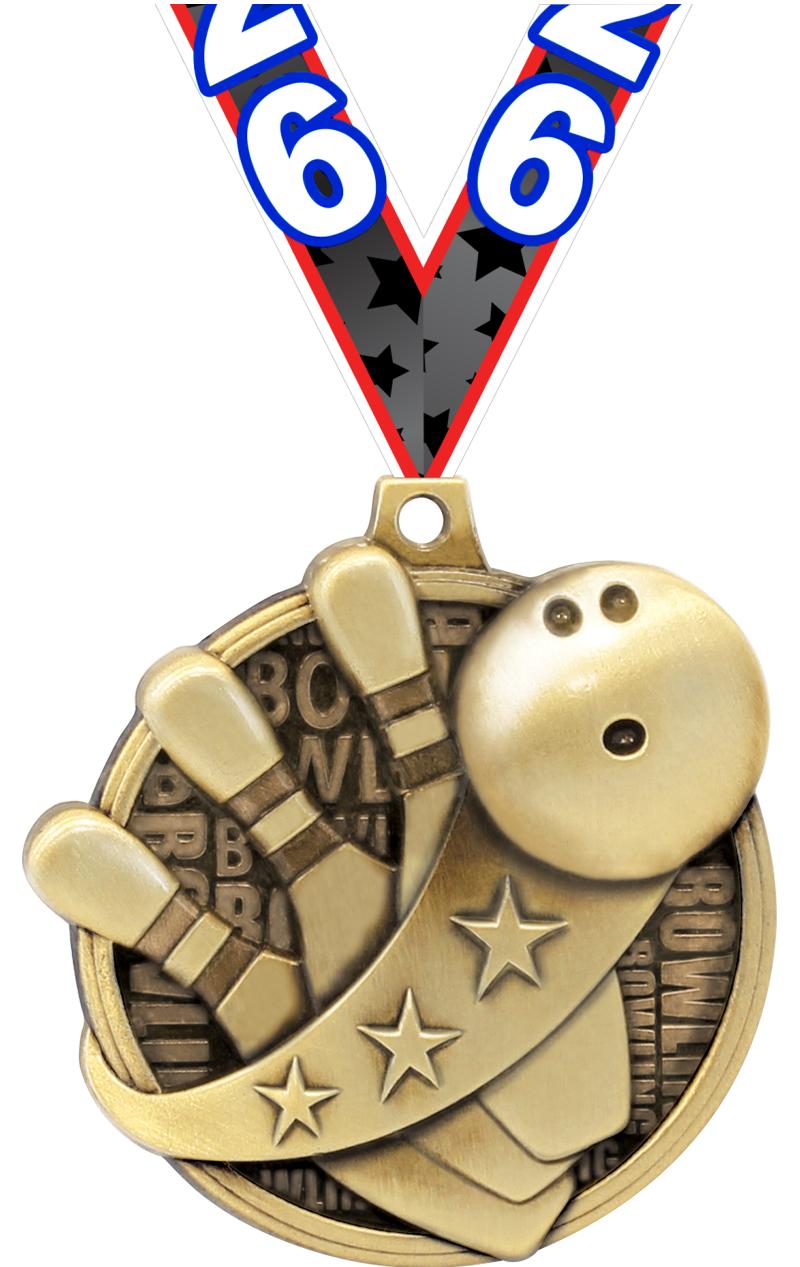 2" KUDOS BOWLING GOLD MEDAL