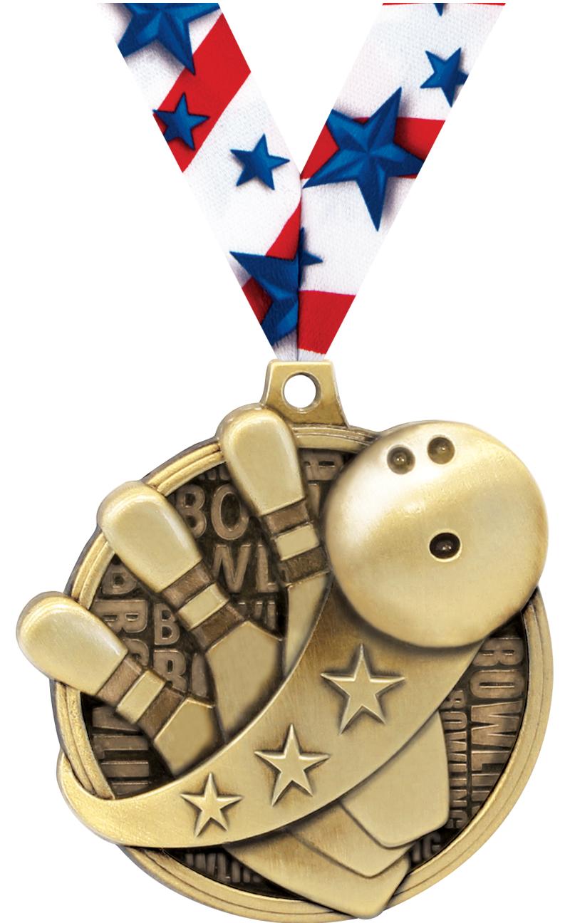 2" KUDOS BOWLING GOLD MEDAL