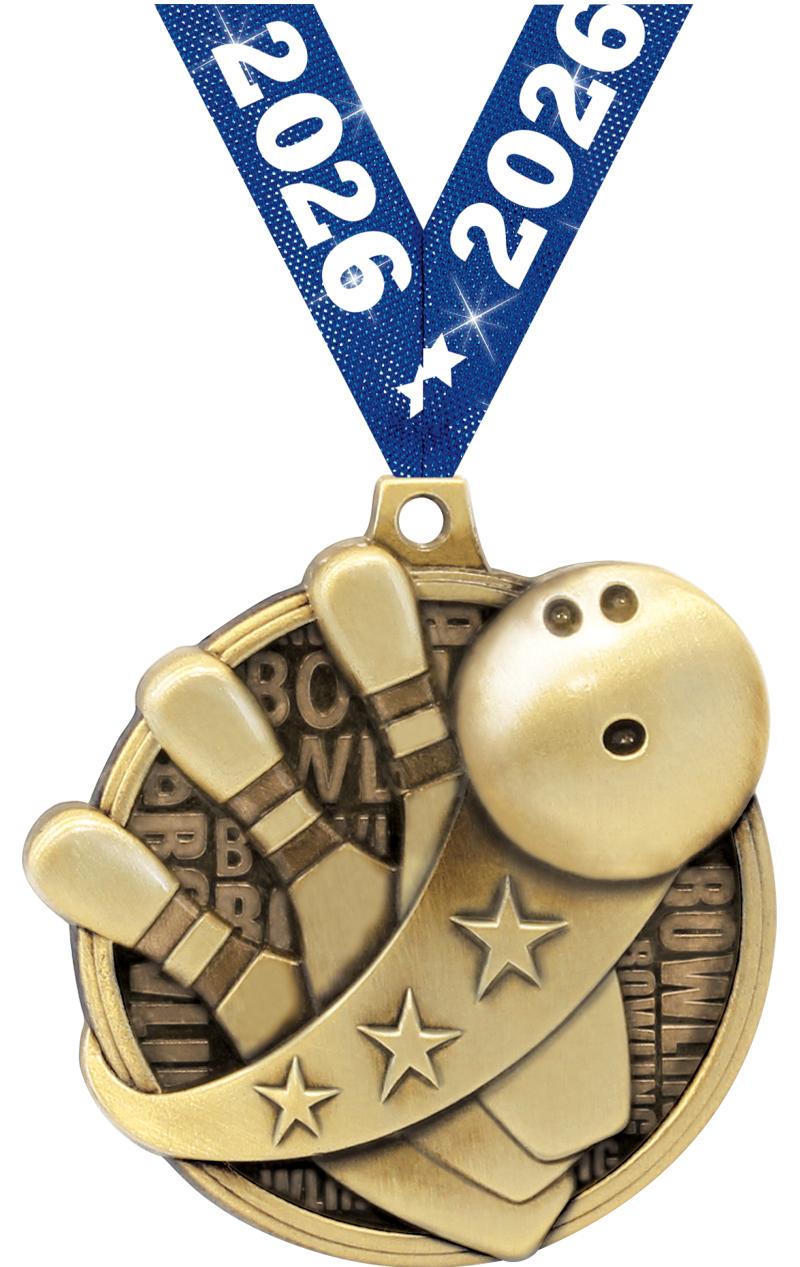 2" KUDOS BOWLING GOLD MEDAL