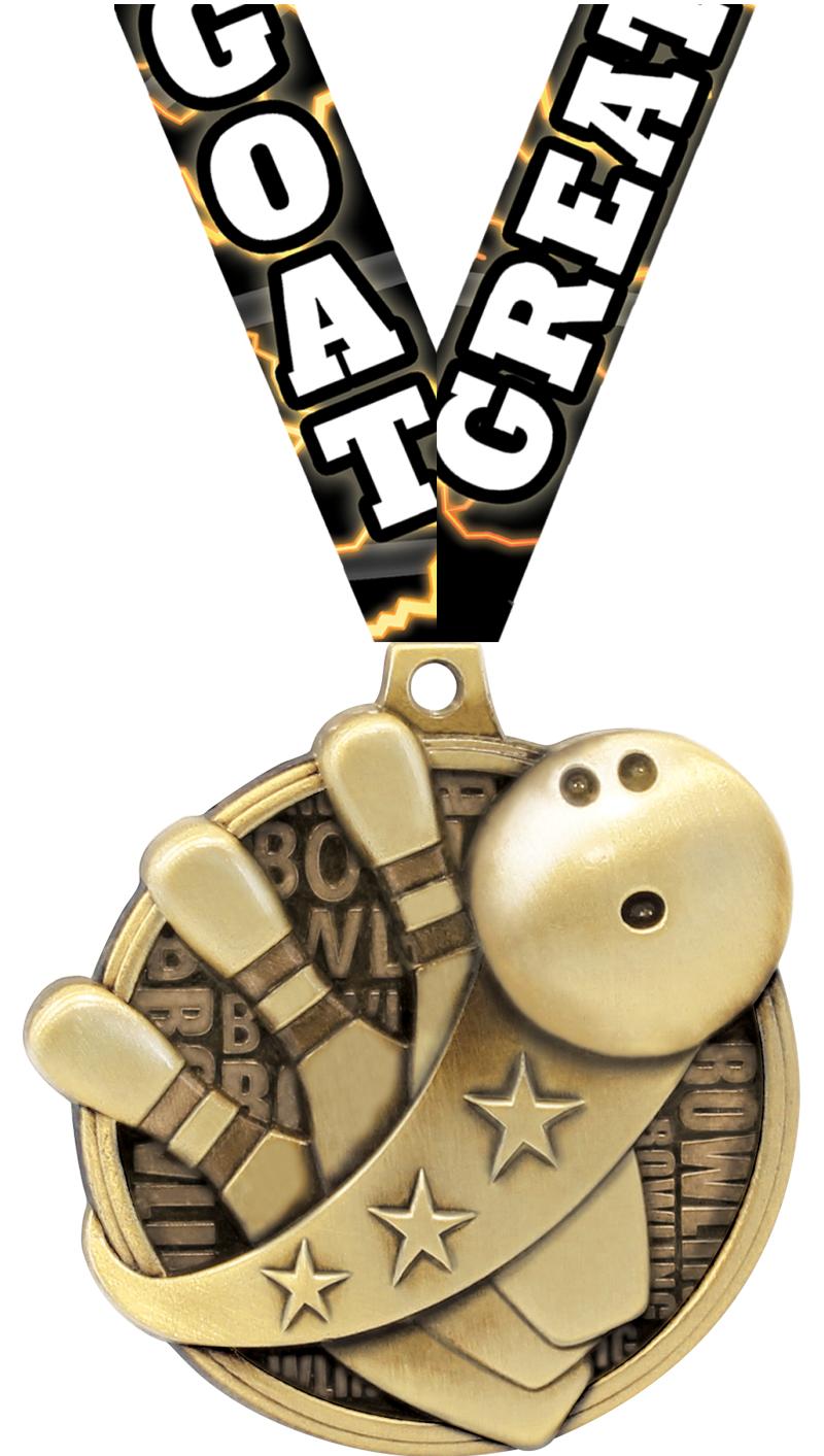 2" KUDOS BOWLING GOLD MEDAL