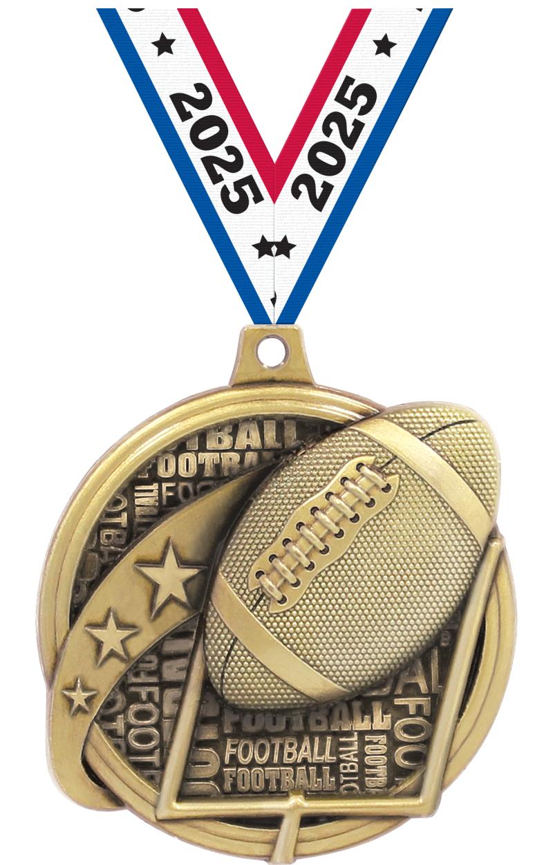 2" KUDOS FOOTBALL GOLD MDL