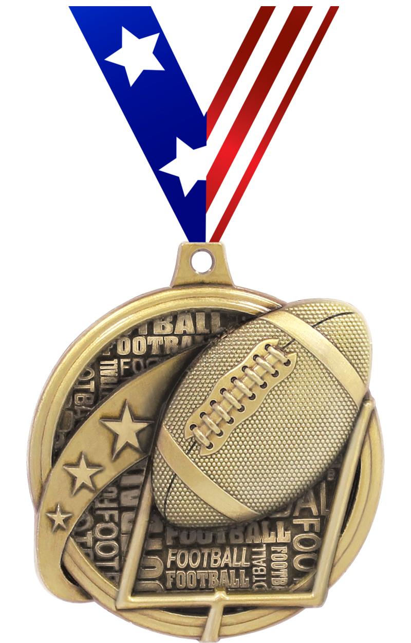 2" KUDOS FOOTBALL GOLD MDL