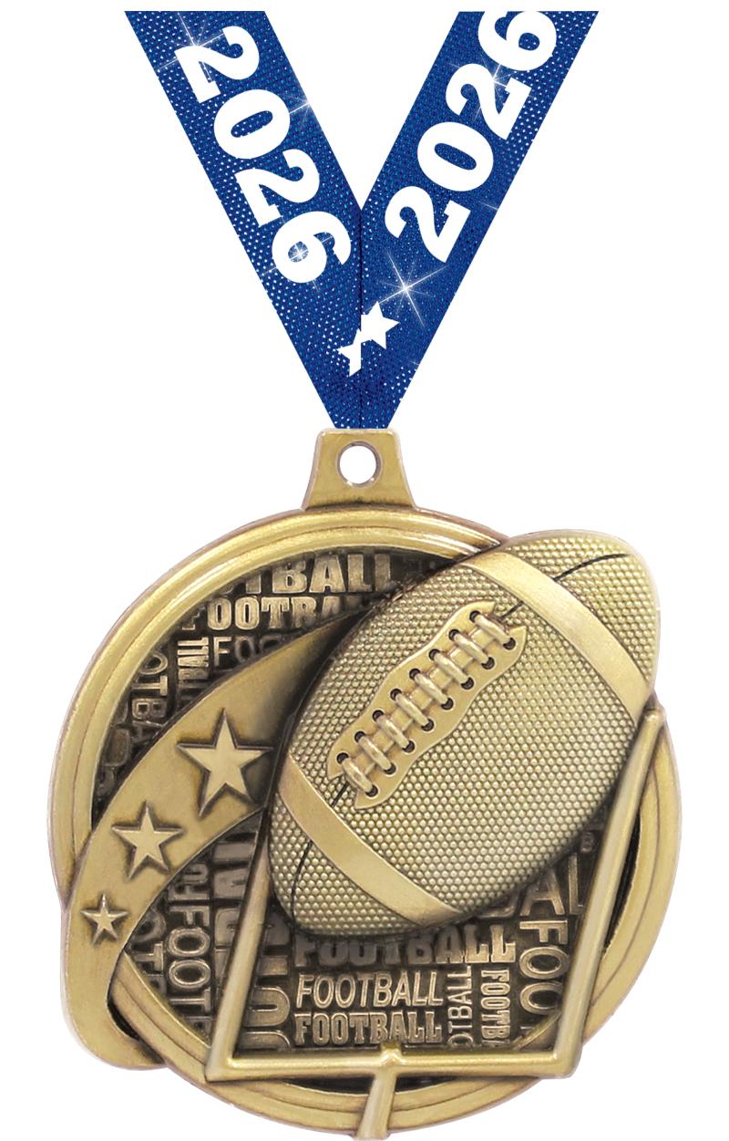 2" KUDOS FOOTBALL GOLD MDL