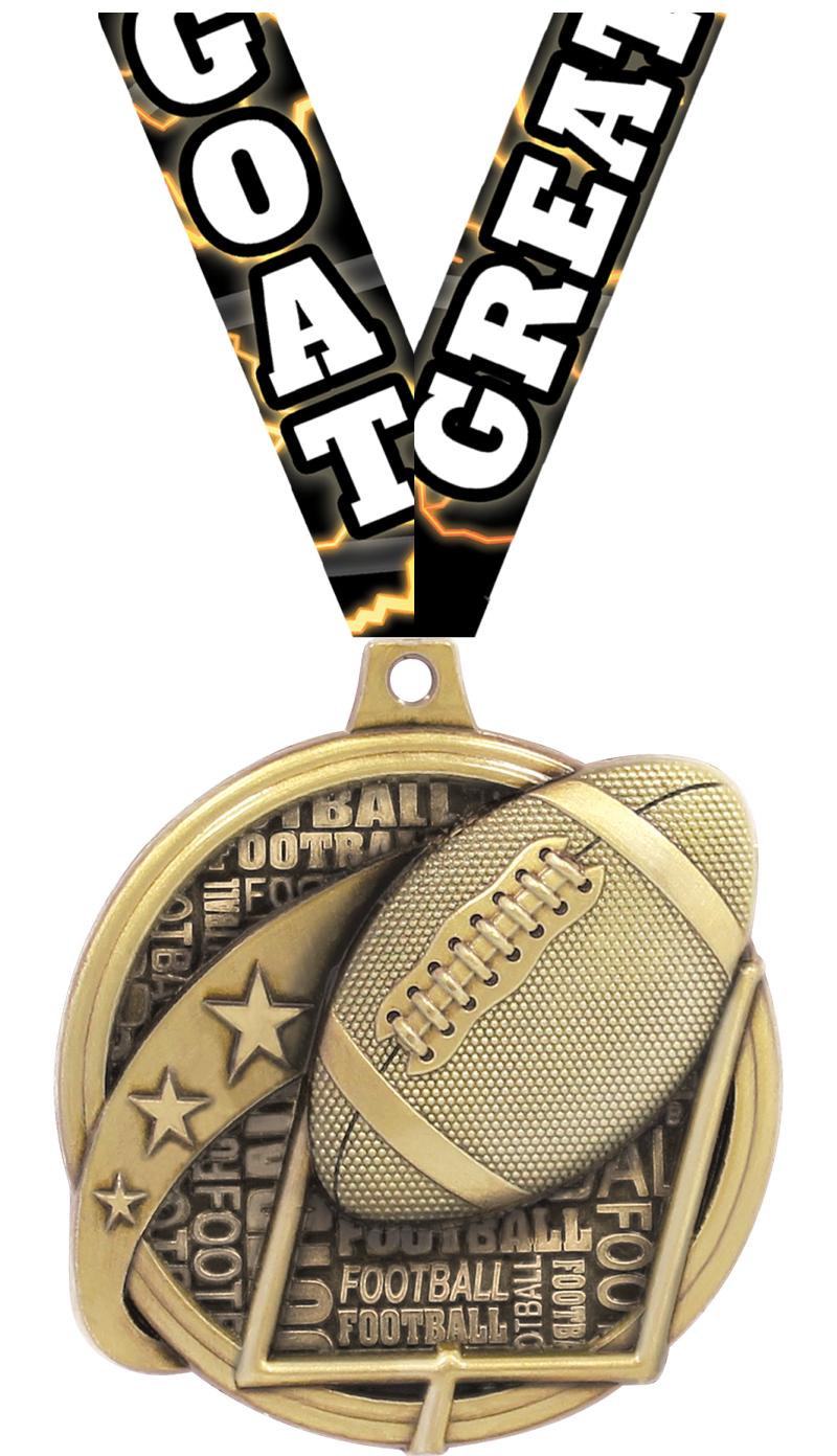 2" KUDOS FOOTBALL GOLD MDL