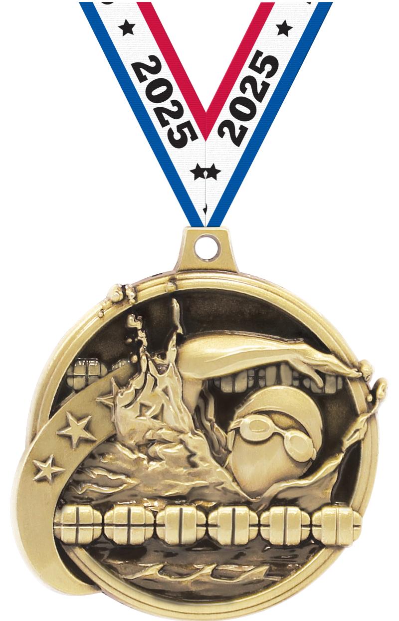 2" KUDOS SWIMMING GOLD MDL