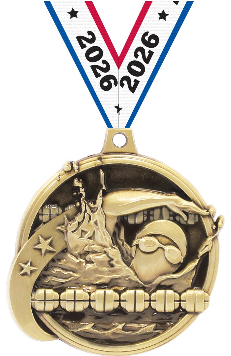 2" KUDOS SWIMMING GOLD MDL