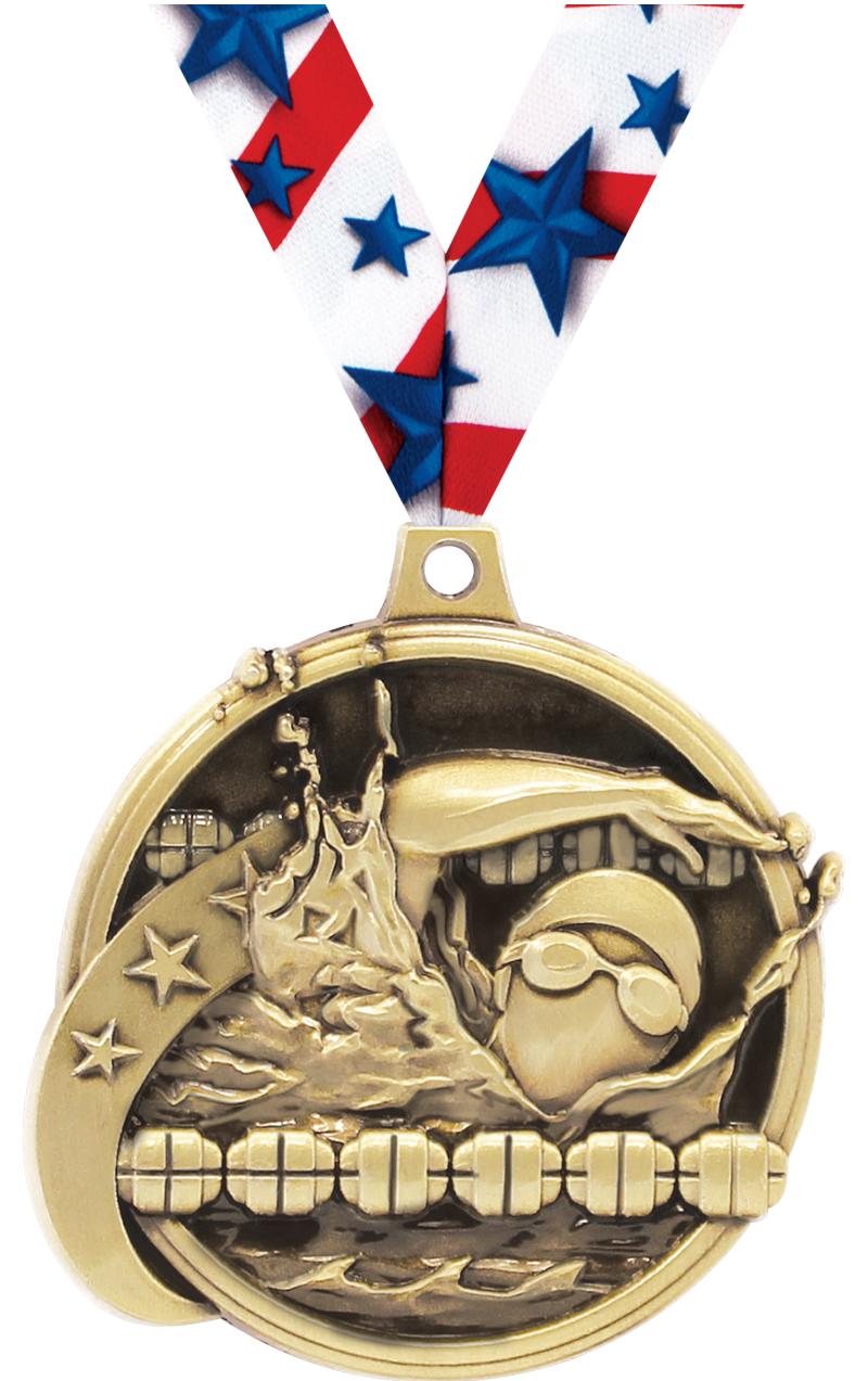 2" KUDOS SWIMMING GOLD MDL