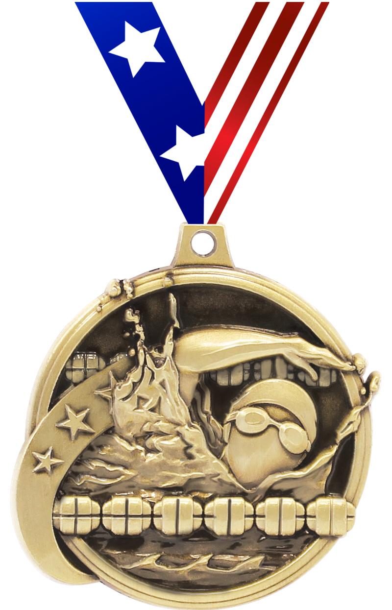 2" KUDOS SWIMMING GOLD MDL