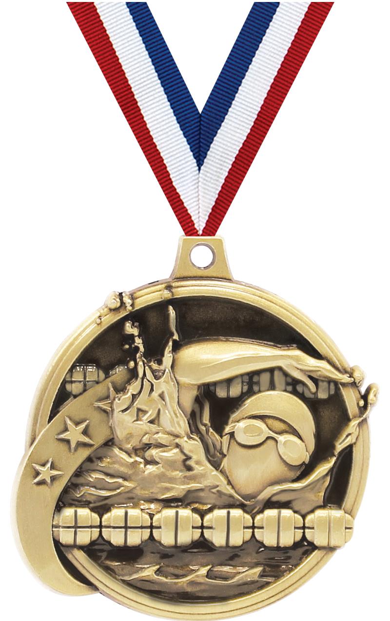 2" KUDOS SWIMMING GOLD MDL