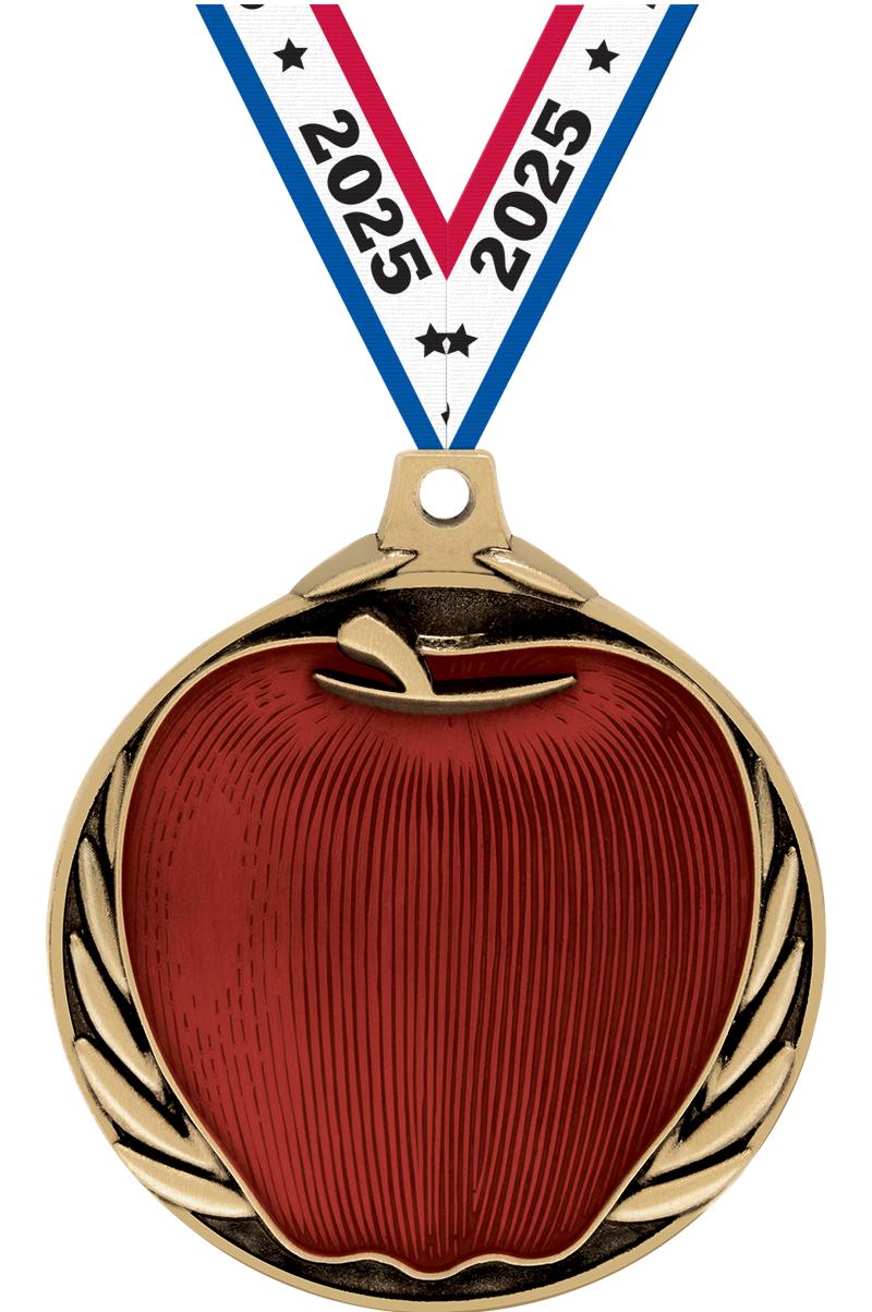 2" APPLE MEDAL GOLD