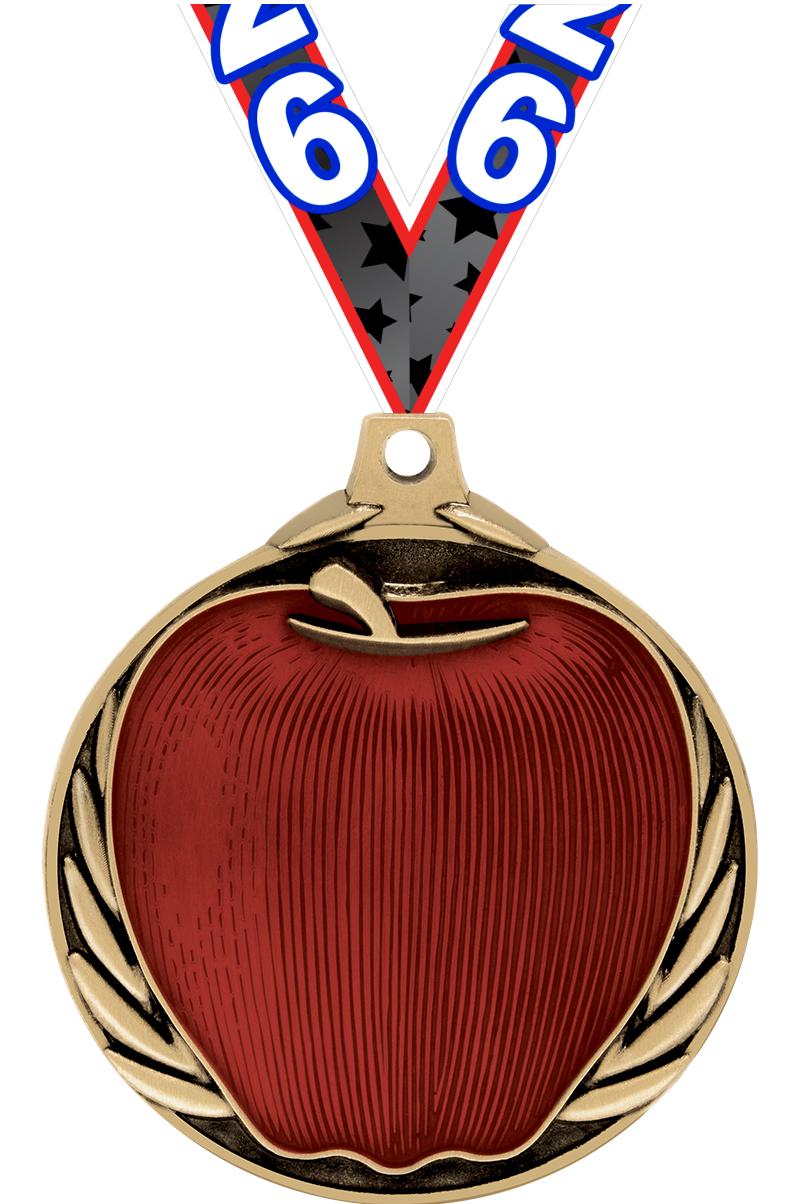 2" APPLE MEDAL GOLD