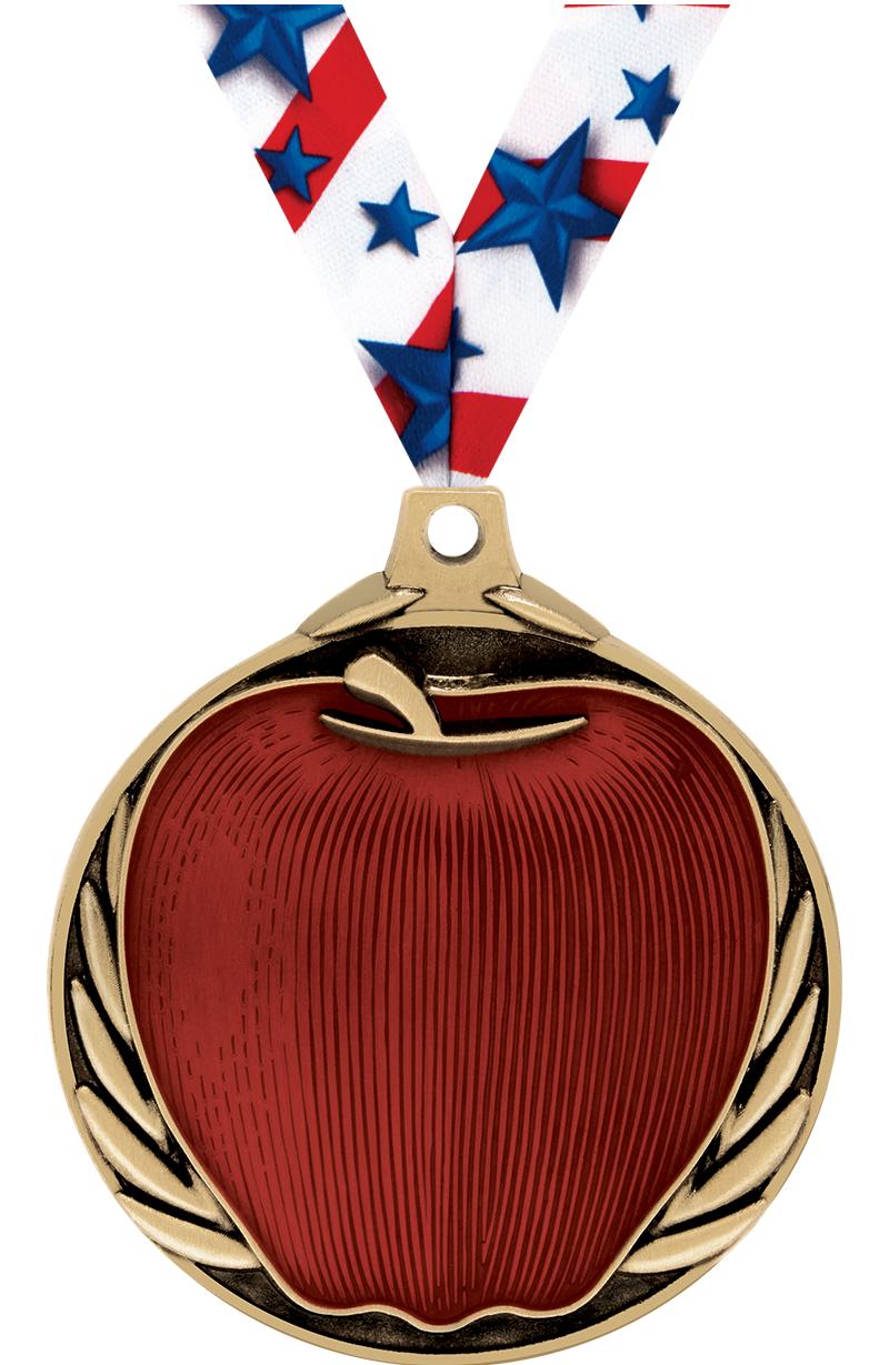 2" APPLE MEDAL GOLD