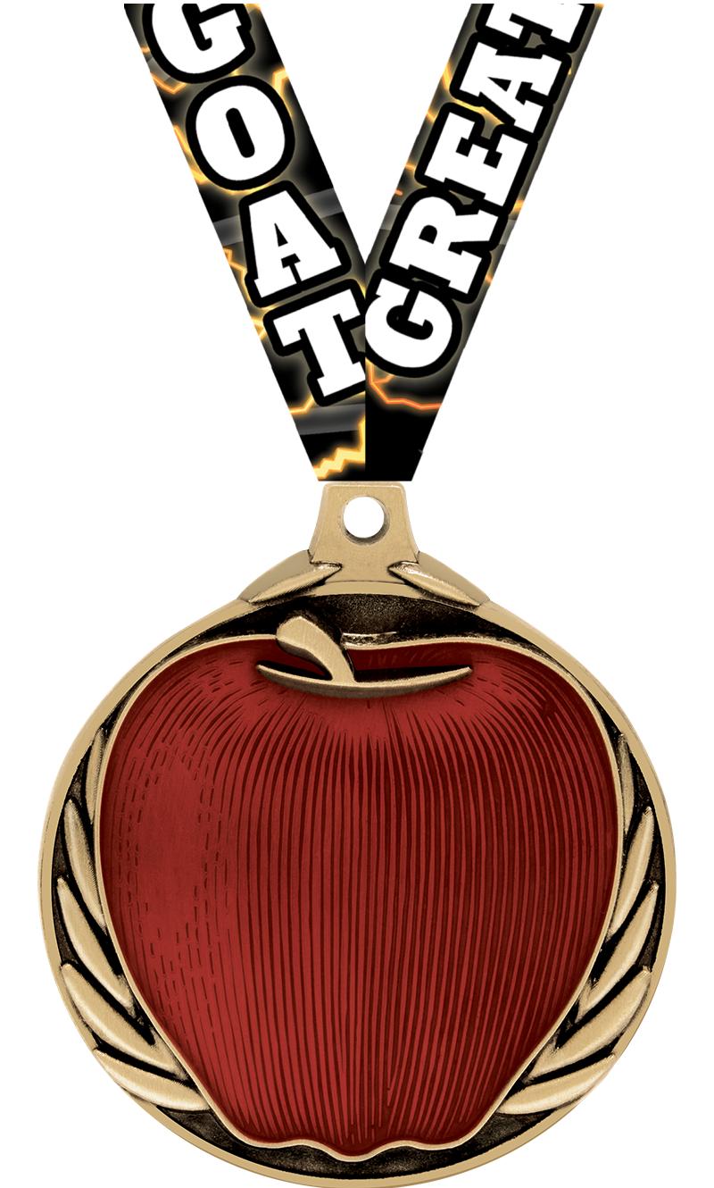 2" APPLE MEDAL GOLD