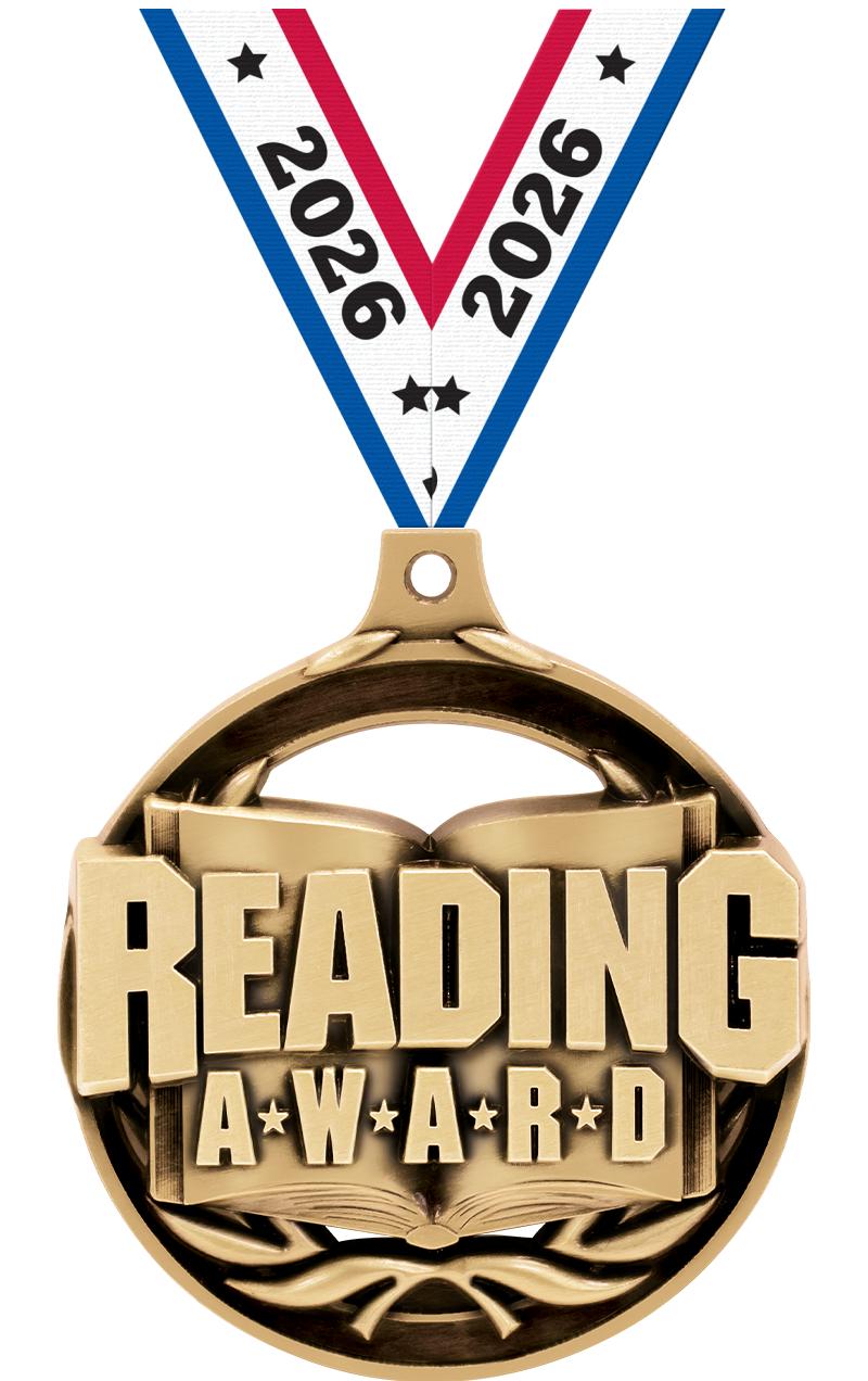2" READING AWARD MEDAL GOLD