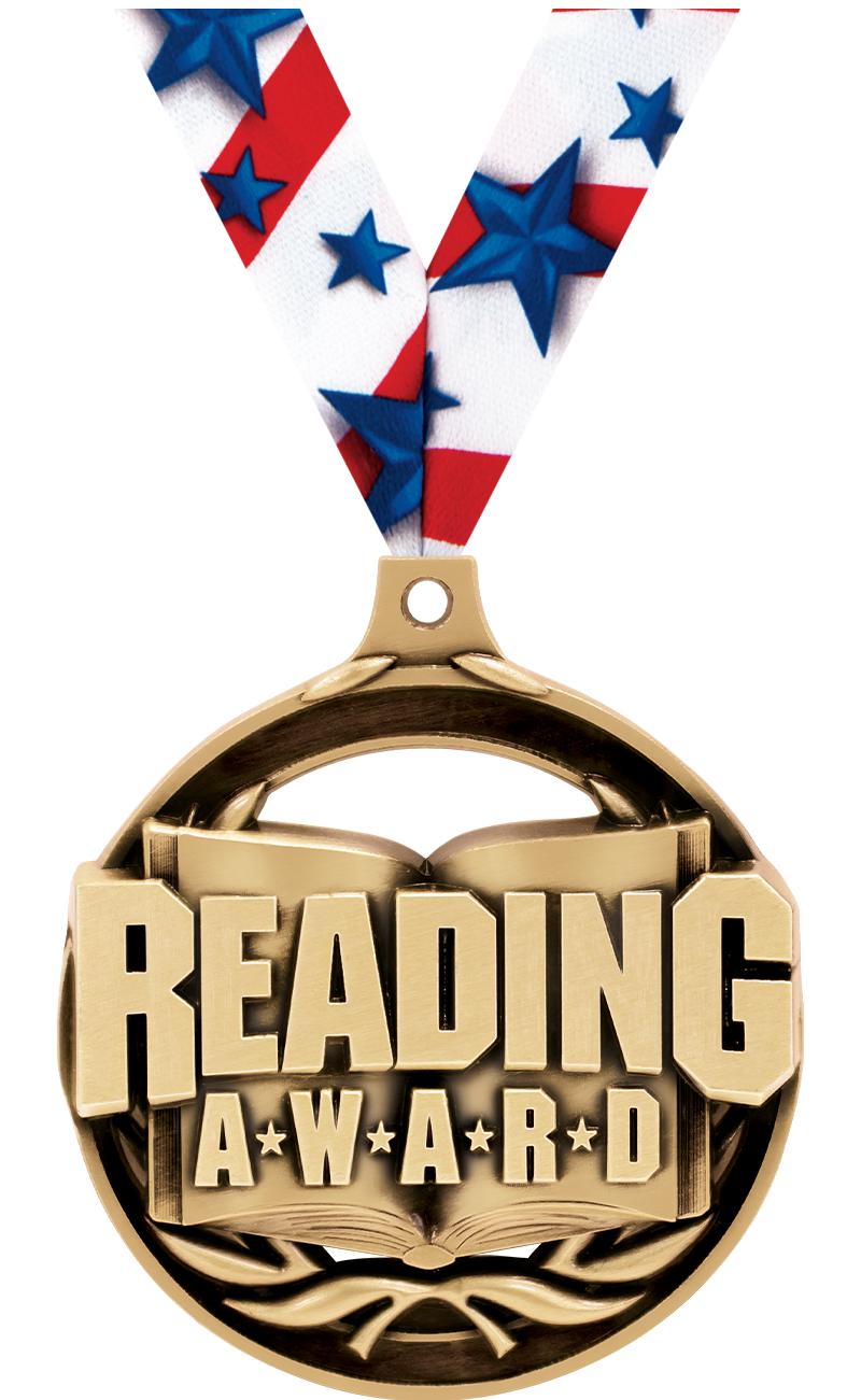 2" READING AWARD MEDAL GOLD