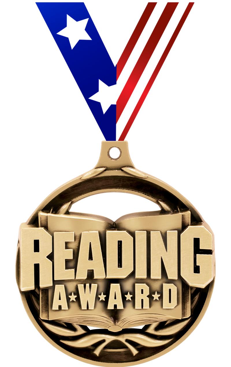 2" READING AWARD MEDAL GOLD