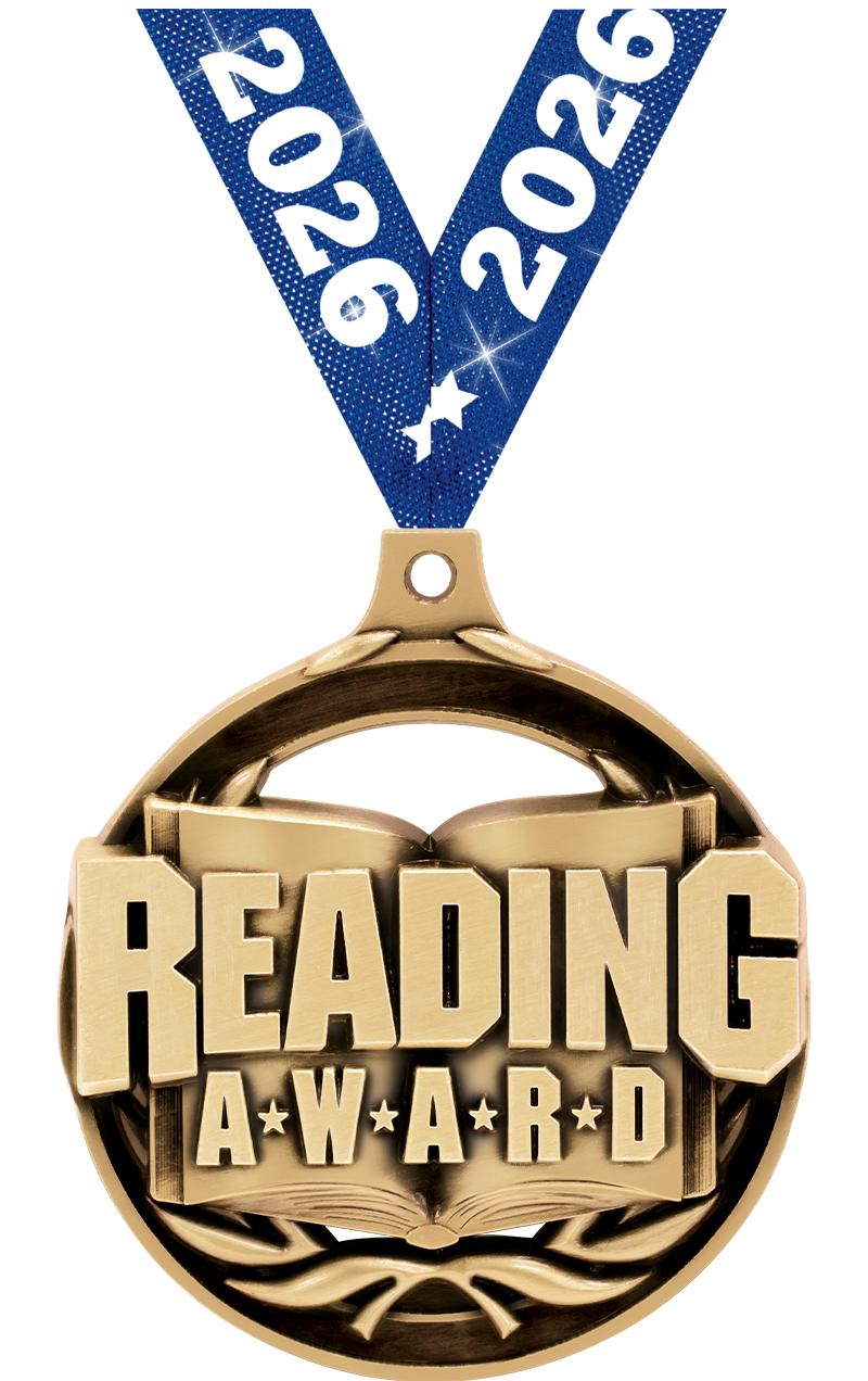 2" READING AWARD MEDAL GOLD