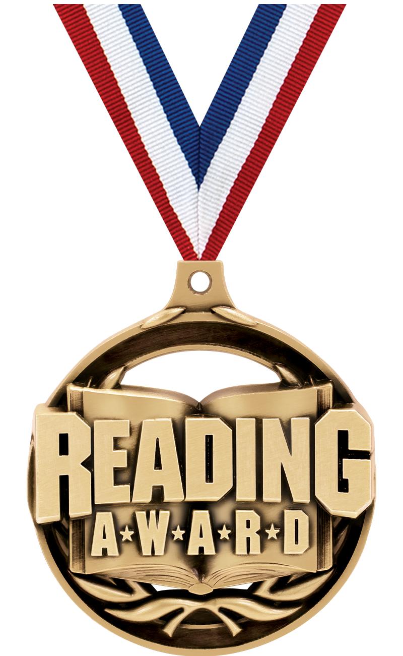 2" READING AWARD MEDAL GOLD