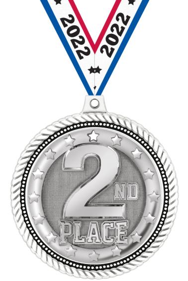 Insert 2nd Place Medals 2 1 2 White Honorable Insert 2nd Place Medal