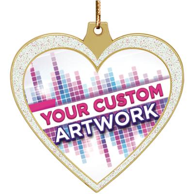 2.5"WHT GLITTER HEART ORNAMENT