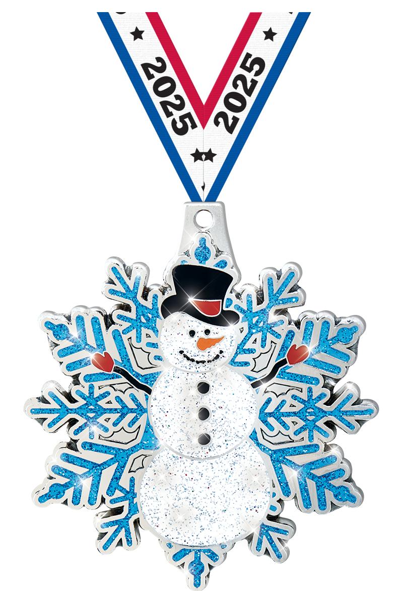 2.5" SNOWMAN MEDAL SILVER