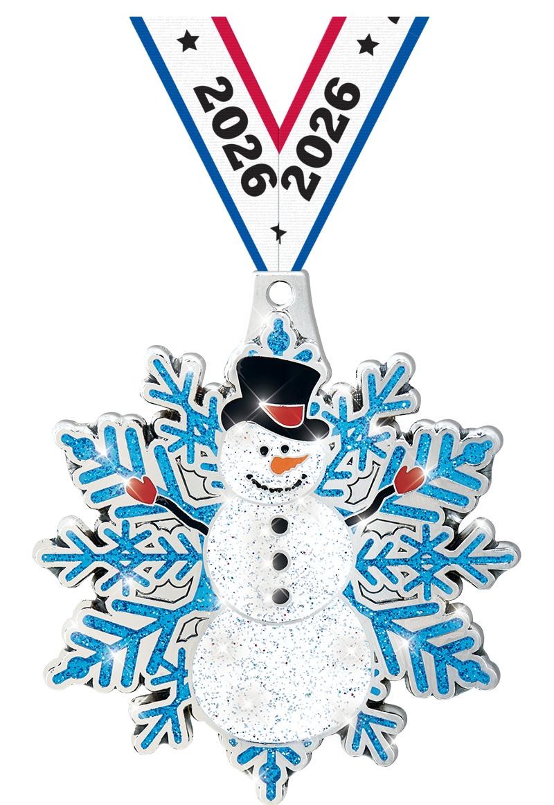2.5" SNOWMAN MEDAL SILVER